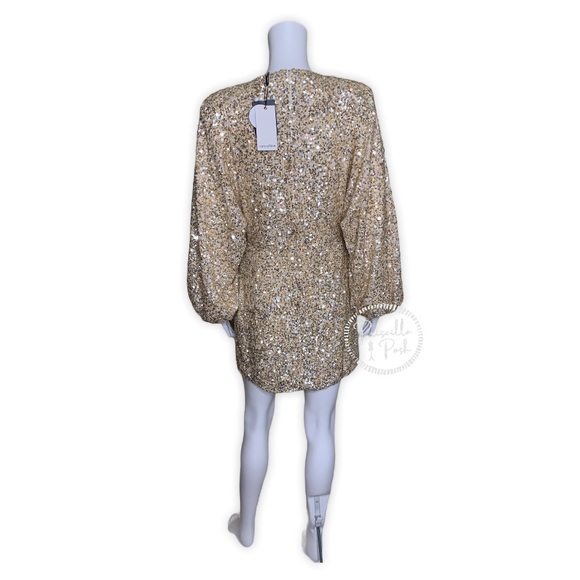 NWT RETROFÊTE Aubrielle sequined gold mini dress - Picture 8 of 11